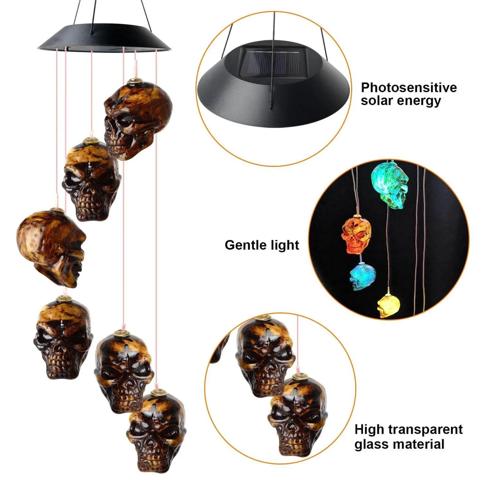 

Solar Skeleton Skull Solar Powerd LED Wind Chimes Night Light Party Decorate decoracin de habitacin