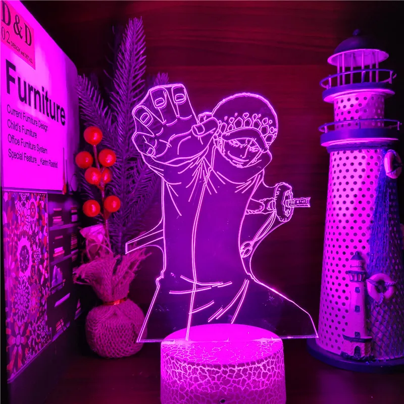

One Piece Trafalgar Law 3D Led ANIME LAMP 7 Color Changing lampara Night Lights For Christmas Gift