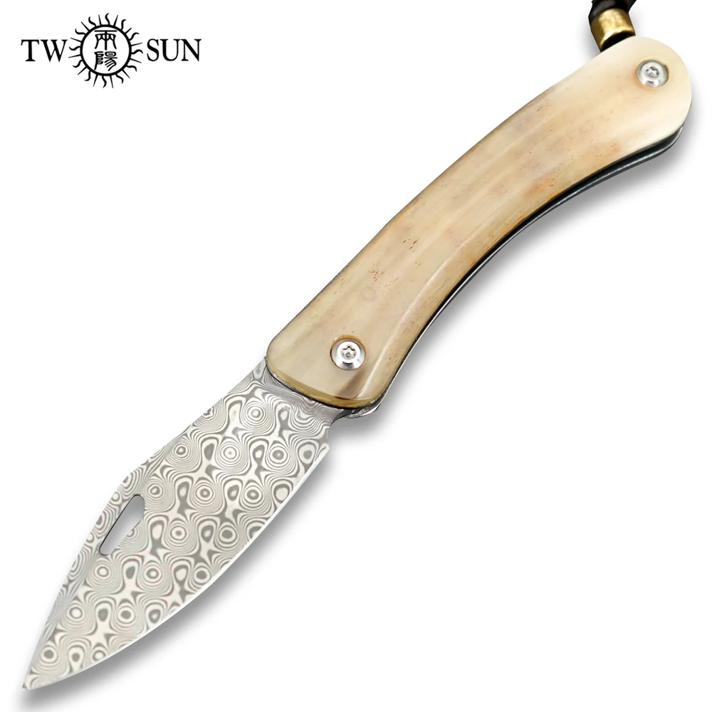 TWOSUN Knives Damascus Blade SLIP JOINT 