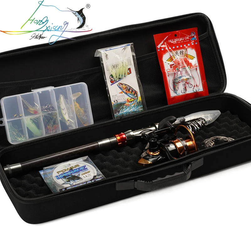 Телескопическое портативное спиннинговое удилище из углеродного волокна для
