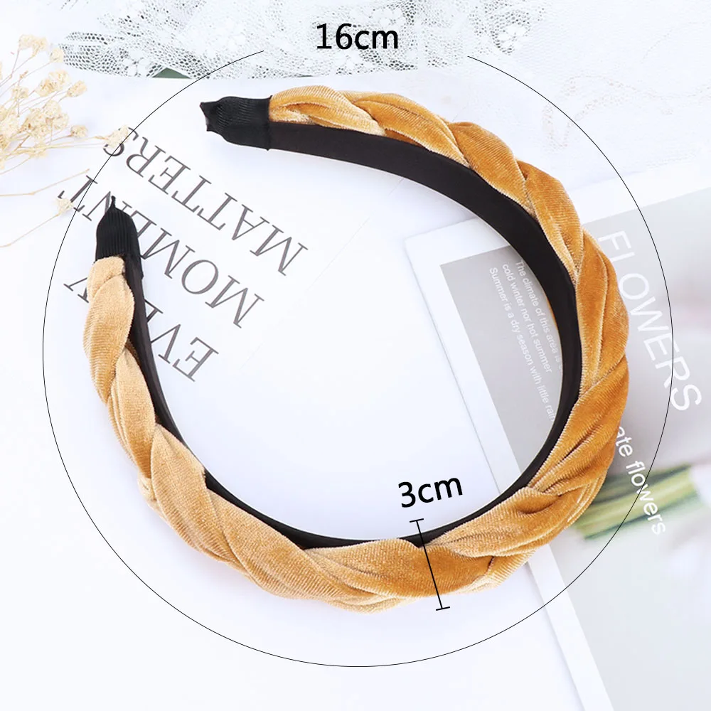 Женская винтажная бархатная повязка для волос однотонная оплетка обруч на