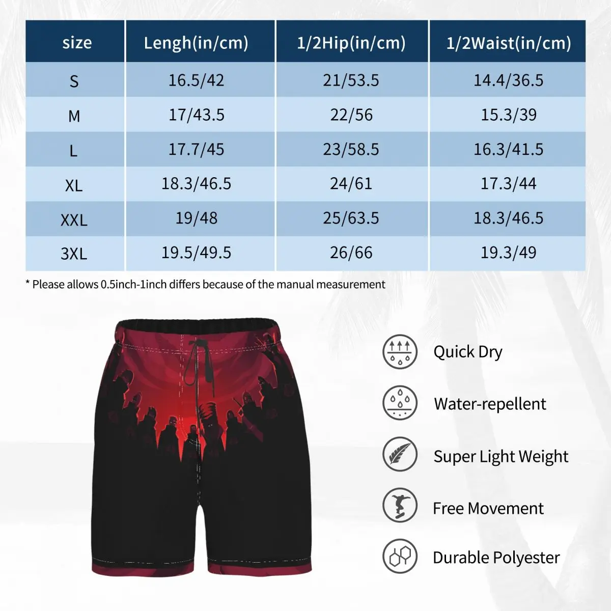 

Promo Causal Japan Anime Akatsuki Anime Red Cloud Print Breathable Quick Dry Humor Graphic Creative swimwear