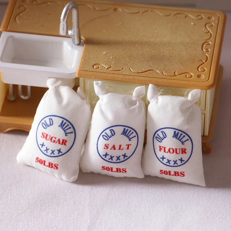 

Миниатюрная модель кукольного домика 1/12, карманные аксессуары для украшения кухни, мешок из ткани для муки, игрушечная еда, миниатюрная мод...