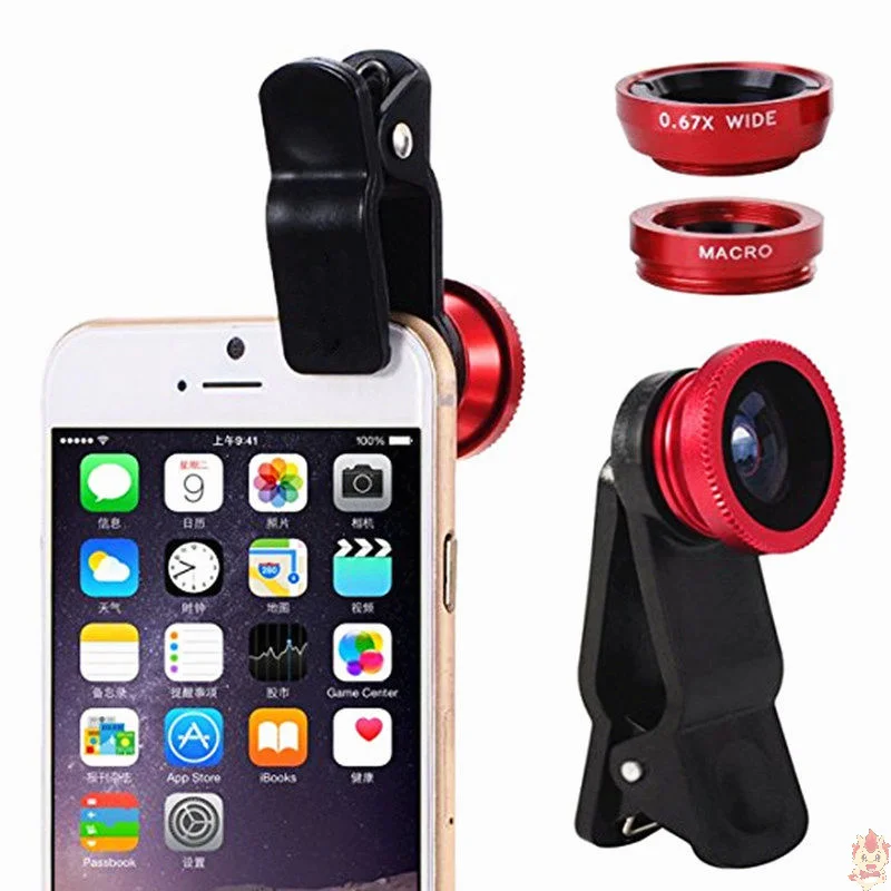 

3in1 Cell Phone Camera Lens Kit Zoom Wide Angle Fisheye Eye Macro Lenses with Clip External Camera for IPhone Smartphone General