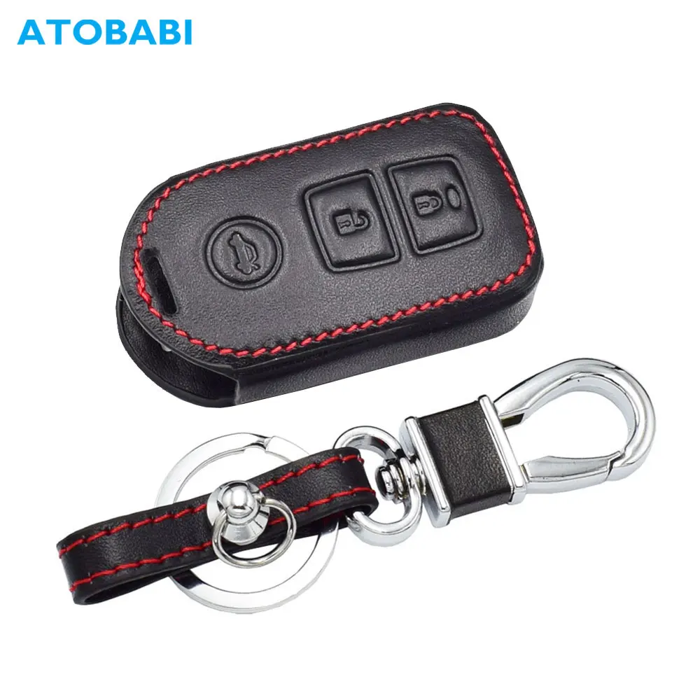 

Real Leather Car Key Case For Toyota Rav4 Camry Levin Navi 2014 Smart Auto Remote Control Fob Cover Keychain Car Accessories