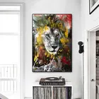 Абстрактная Красочная картина маслом с изображением Льва, настенный плакат и принты, Картина на холсте для гостиной, домашний декор
