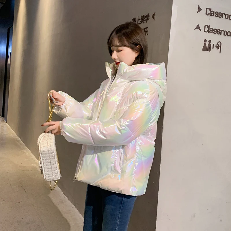 Women Winter Thick Coats Fashion Streetwear Hooded Outwear Windproof Warm Down Jackets 2023 Neon Color Jacket Hoodies Overcoat