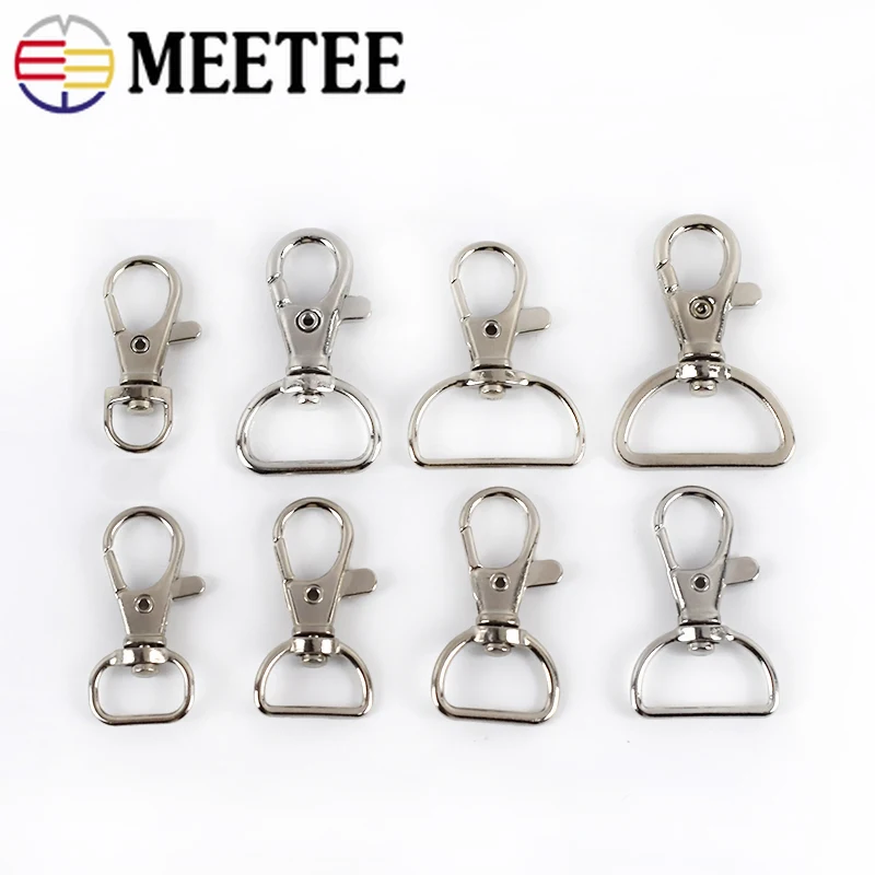 

Meetee 20/50pcs Metal Bags Buckles 8/15/19/25mm Swivel Trigger Lobster Clasps Clip Snap Hook Buttons for Handbag Accessories