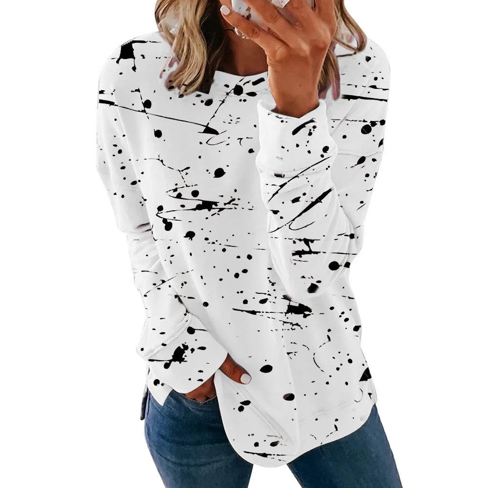 

2021 Fall New Women's Harajuku Graffiti Print Loose Top Urban Fashion All-match Long Sleeve Casual Sweater Ladies Pullover