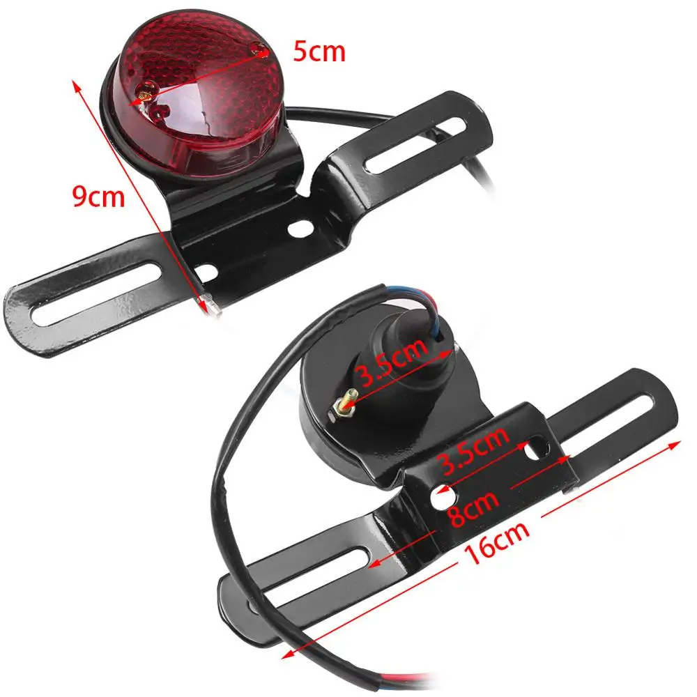 

ROUND RED LED MOTORCYCLE ATV TAIL BRAKE STOP RUNNING LIGHT LICENSE PLATE BRACKET