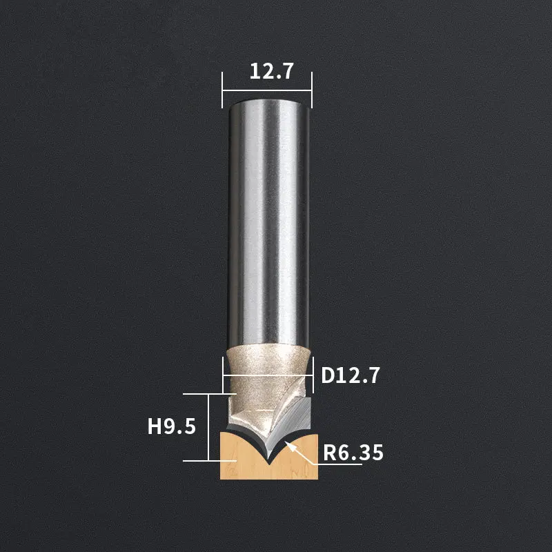 12,7 мм shank-1PCS, станок с ЧПУ деревообрабатывающий фрезерный станок, вольфрамовая твердосплавная Концевая фреза, NeedleNose Гравировальный Бит, МДФ, Деревянный инструмент - Длина режущей кромки: JZD12.7x12.7