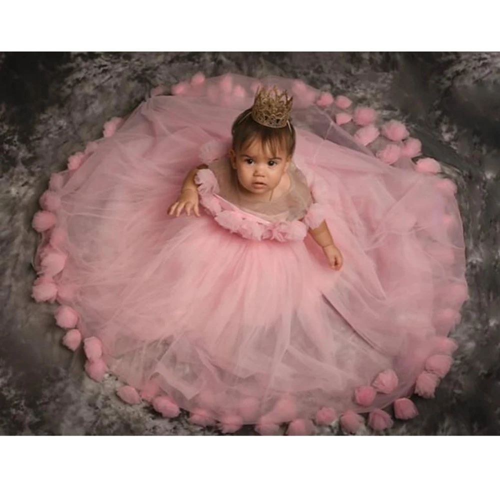 2020 розовые недорогие платья для девочек с цветочным рисунком прозрачные ручной