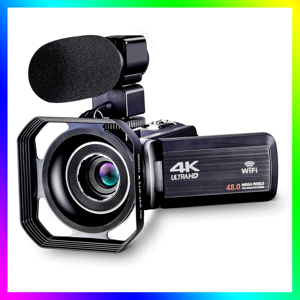 Видеокамера 4K видеокамера для YouTube с Wi Fi цифровая камера Ultra HD 48 МП микрофоном