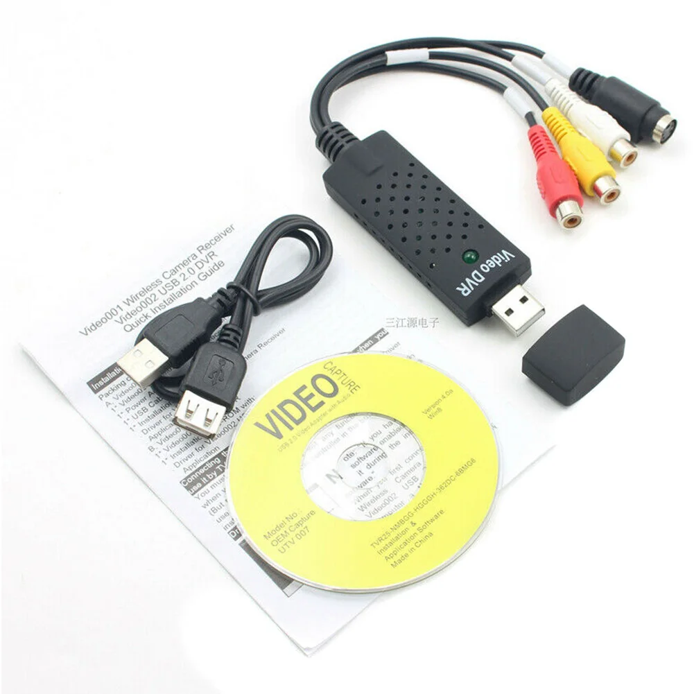Адаптер USB 2 0 для аудио телевизора Видео VHS к ПК DVD VCR преобразователь простой