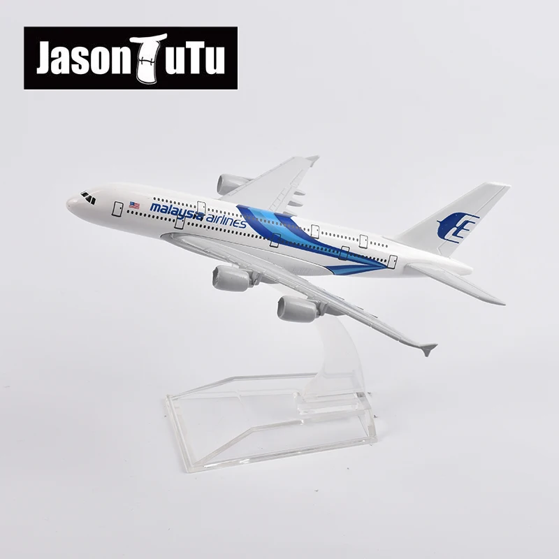 Модель самолета JASON TUTU 16 см Малайзия авиалиния аэробус A380 литый под давлением