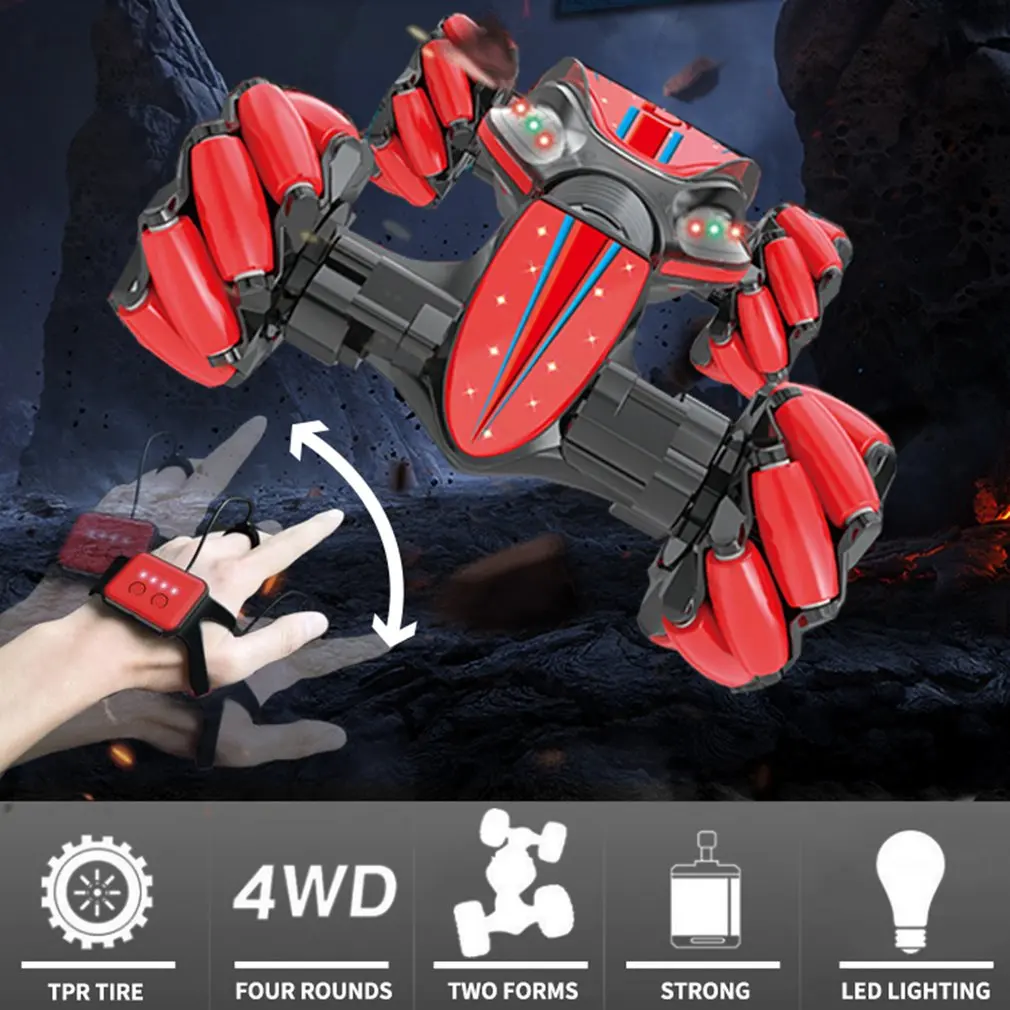 GW124 2.4Ghz Remote Climbing Control Stunt Car Gesture Sensing Twisting Off-Road Vehicle Light Music Drift Dancing Side RC | Игрушки и