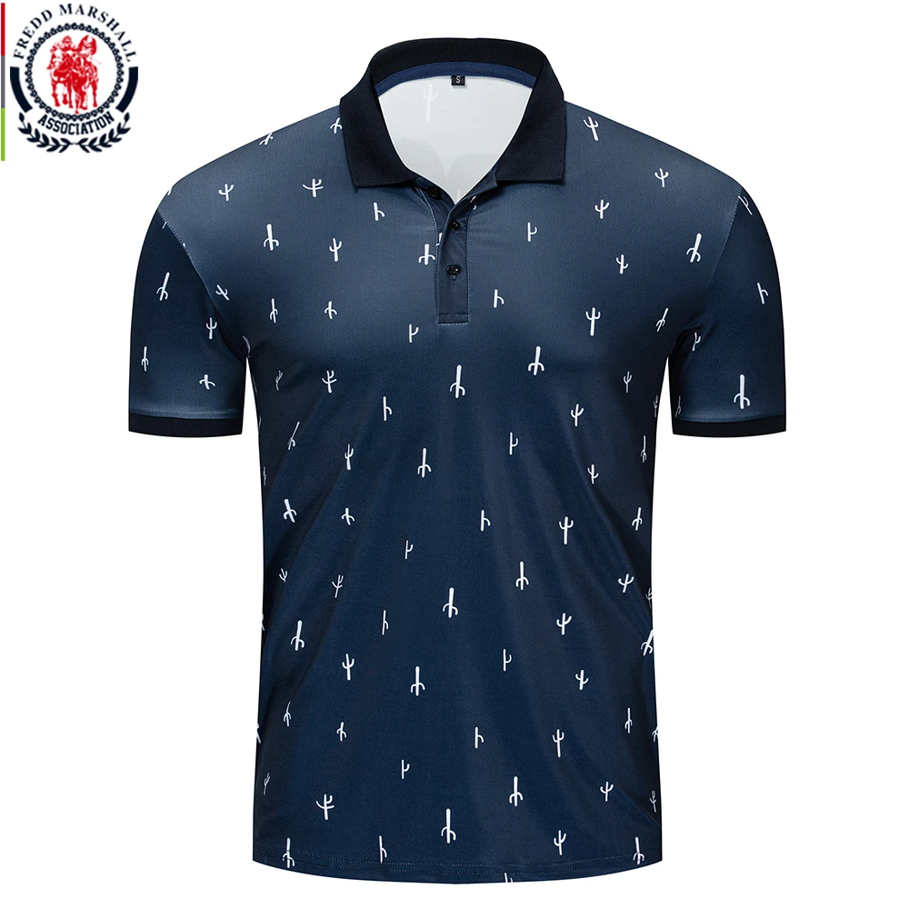 Fredd Marshall новинка 2019 рубашка поло с принтом кактуса Мужская Повседневная коротким