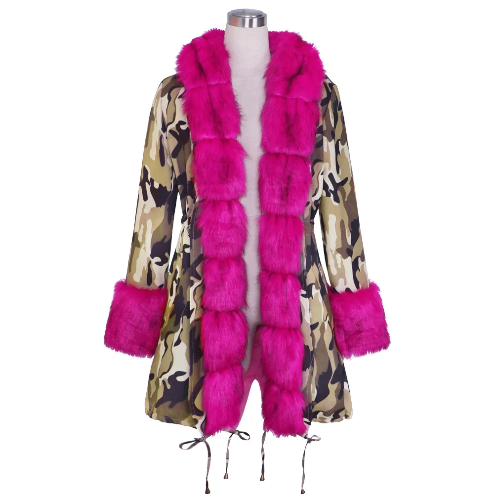 

Winter Coat Women Luxury Faux Mink Fur Coat Plus Size Women Stand Fur Collar Long Sleeve Hooded Faux Fur Jacket