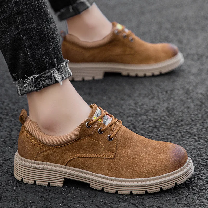 Мужские кожаные ботинки с круглым носком 45 дюймов большим новинка 2019