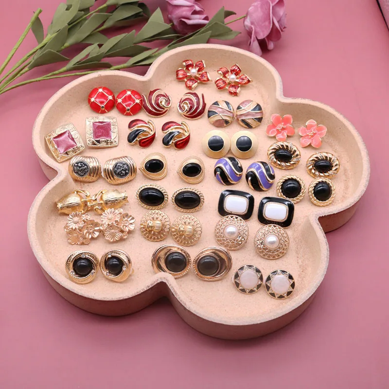 Женские серьги клипсы без отверстий для ушей Геометрическая Эмаль металлический