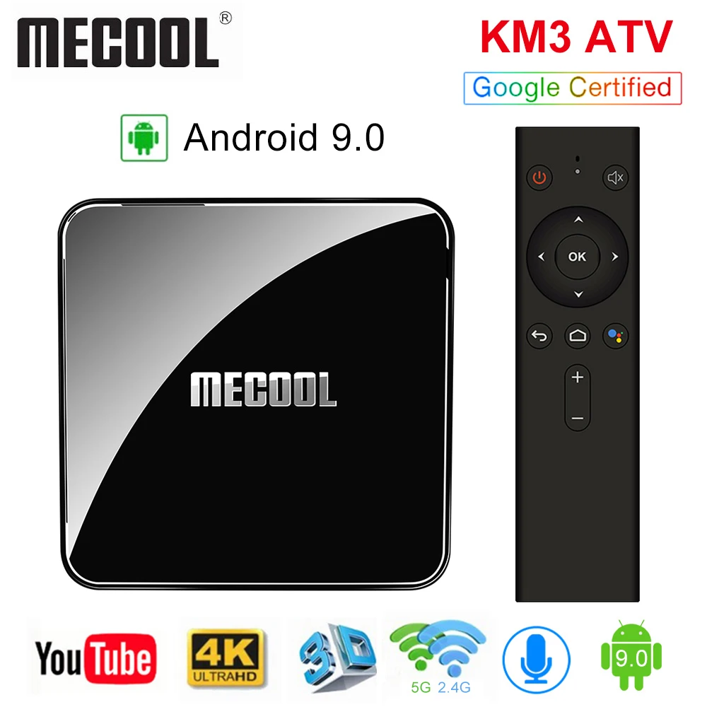 Android tv 9,0 Google Сертифицированный MECOOL KM9 PRO 4 ГБ 32 ГБ Android 9,0 tv Box Amlogic S905X2 4 K Voice 2,4G 5G Dual Wifi BT4.0 KM9A tv