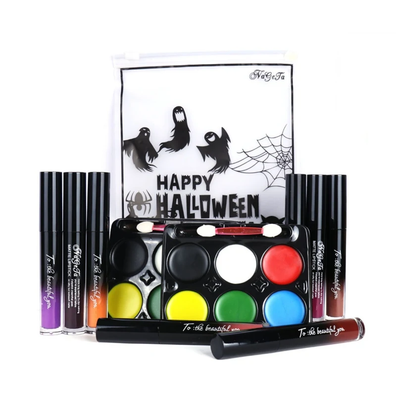 Набор для макияжа на Хэллоуин краска лица матовый блеск губ помада тени век