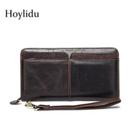 card holder leather wallet men long design quality passport cover fashion casual mens purse zipper multi function coin purse