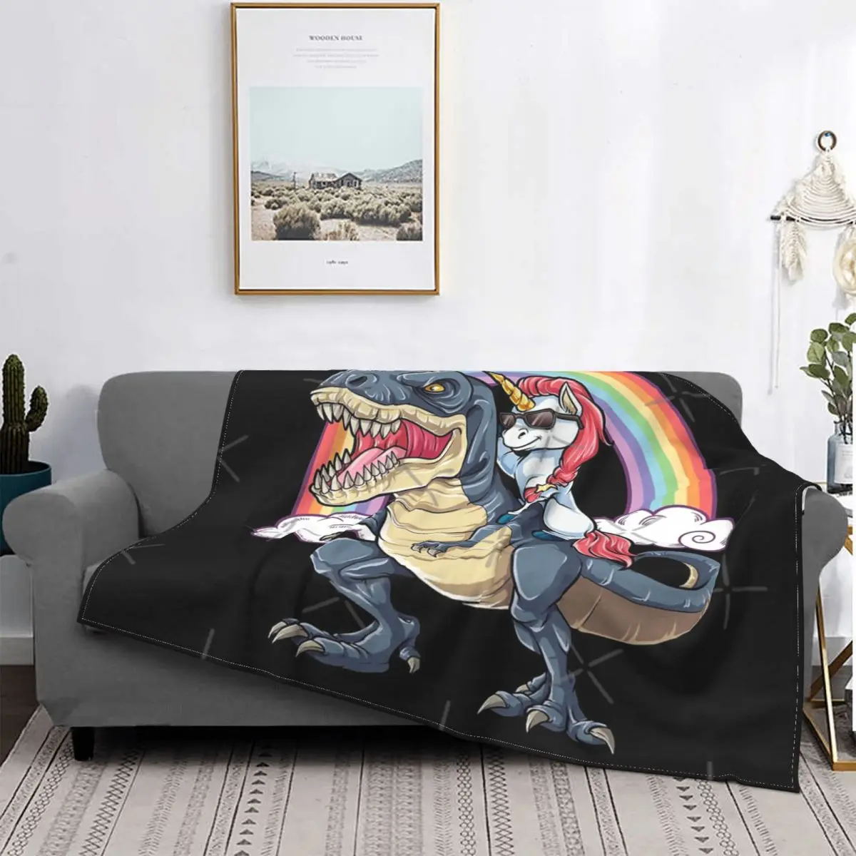 

Camiseta de unicornio para montar en casa, manta de dinosaurio, colcha de cama, edredones a cuadros, colcha con capucha 135, tex