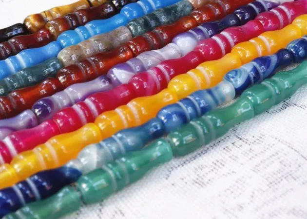 Натуральный камень 8 мм * 26 тройник голова Будды ваза бамбуковый Агат Бусины нитка