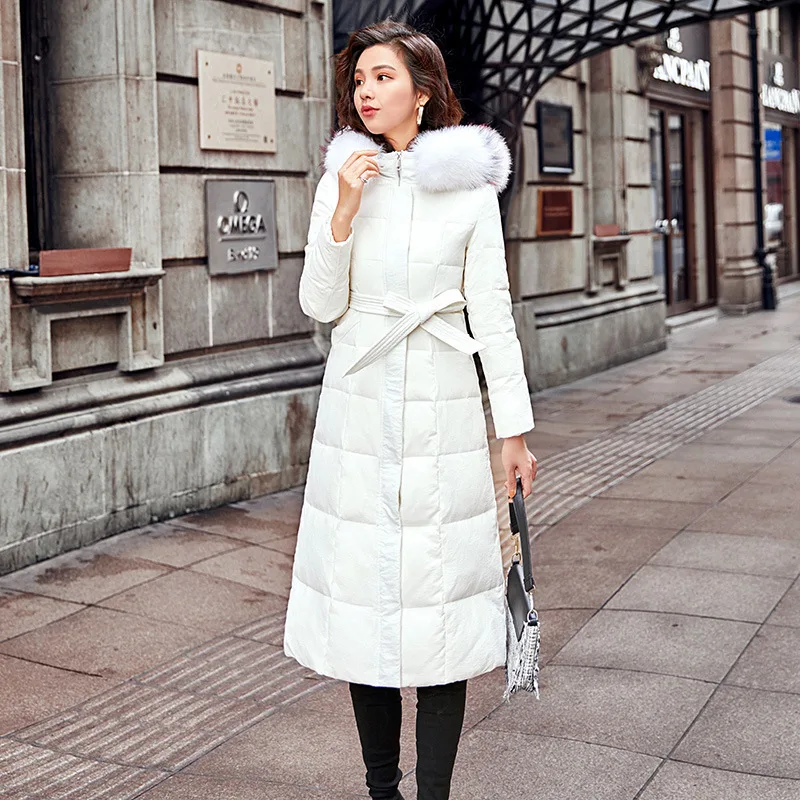 Зимнее пальто женский модный пуховик корейский с капюшоном Длинные куртки +