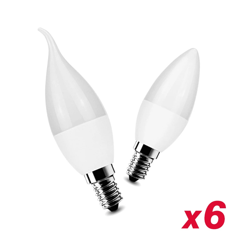 6 шт. светодиодные лампы SMD 2835 E14 3 Вт энергосберегающие Лампы Теплый Холодный
