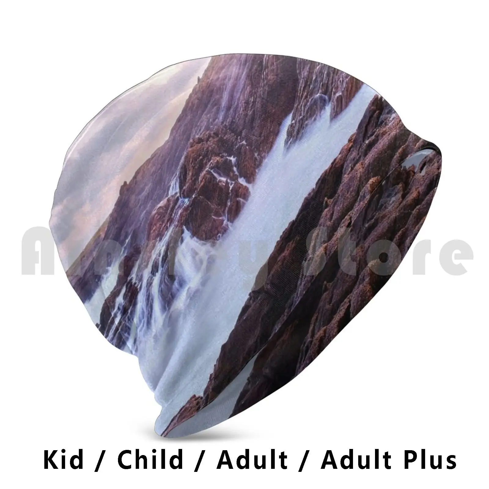 

Трикотажные облегающие шапки из Бретани, 3100 облегающие шапки с принтом, Бретань, длинная экспозиция, закат, рассвет, пастель, цвета, Франция