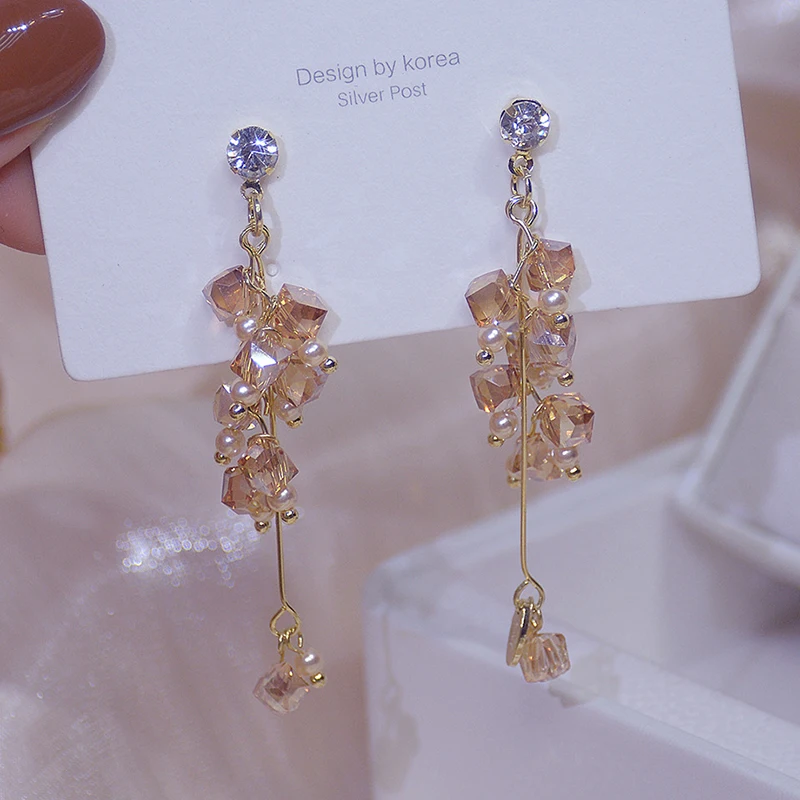 Новинка блестящие боковые аксессуары серьги гвоздики с кристаллами и бусинами