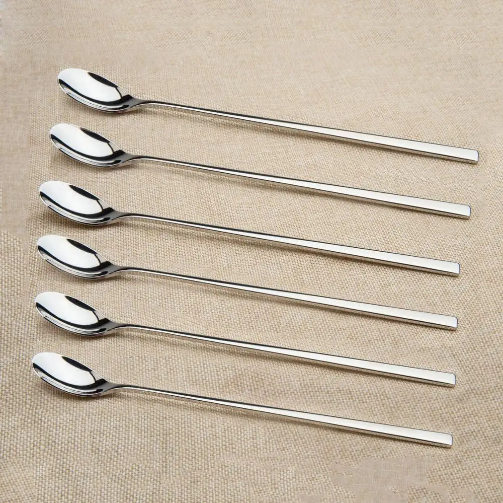 Набор из 4 8 58 дюймовых ложек для кофе с длинной ручкой нержавеющей стали 18/10
