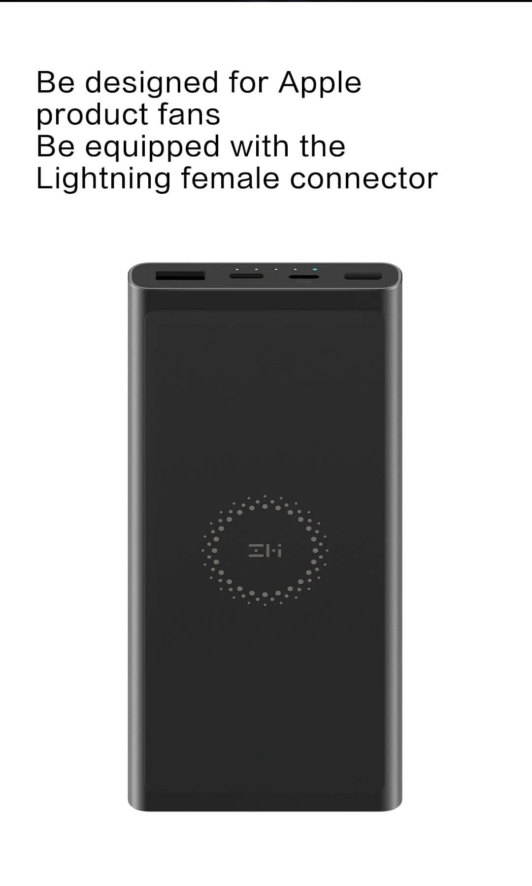 ZMI 10000 мАч беспроводной внешний аккумулятор для MFi для Apple для зарядки Lightning двойной USB-C 18 Вт макс 10 Вт макс Qi Сертифицированный