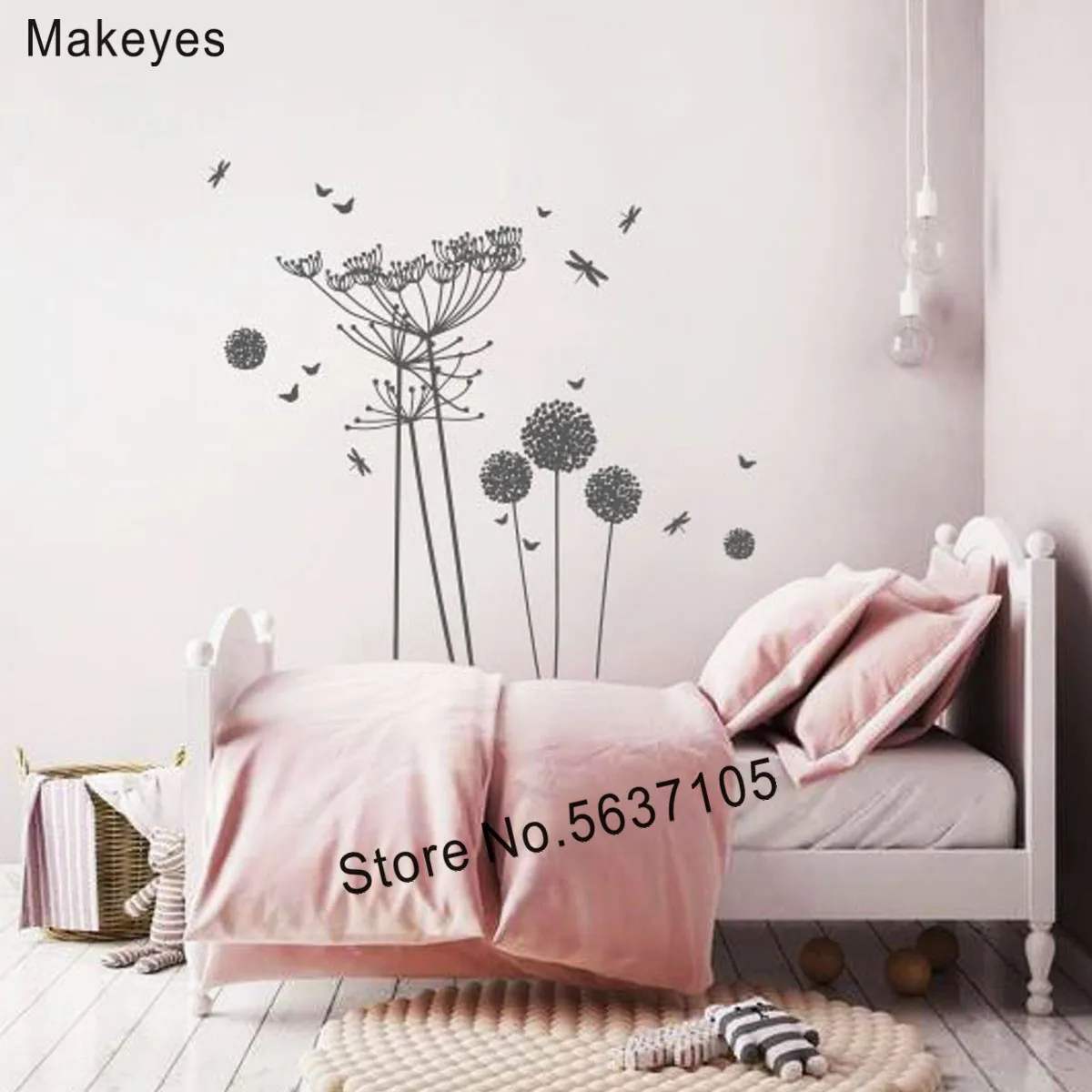 

Makeyes Цветы Наклейки на стены дома наклейка на стену для гостиной Виниловые Одуванчик бабочка Настенный декор дома детская комната украшени...