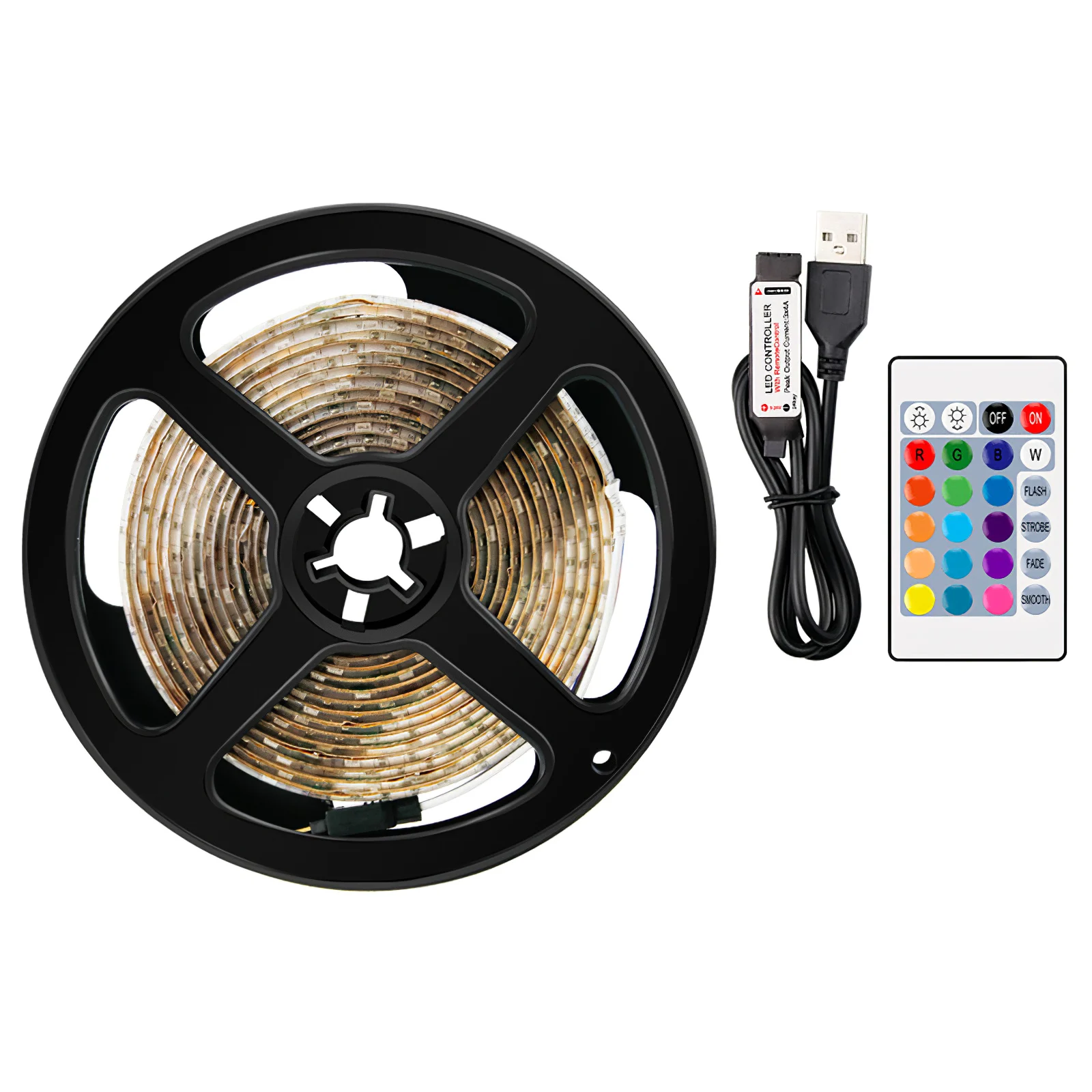 

30LED Strip Light with 24-key Remote Control RGB Epoxy Waterproof TV Background Strip Light for Living Room Party Courtyard Bar