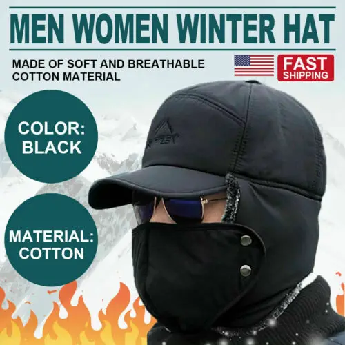 

Bomber Mask Troop Ears Hat- Ski Female Pilot Men'S Cycling Ear Protection Thickened Windproof And Warm Cotton Cap In Winter