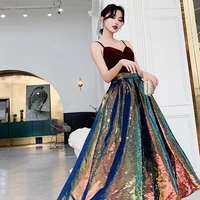new burgundy floor length long dress elegant shiny sequins off shoulder dresses banquet sexy party robe lady girl women gown