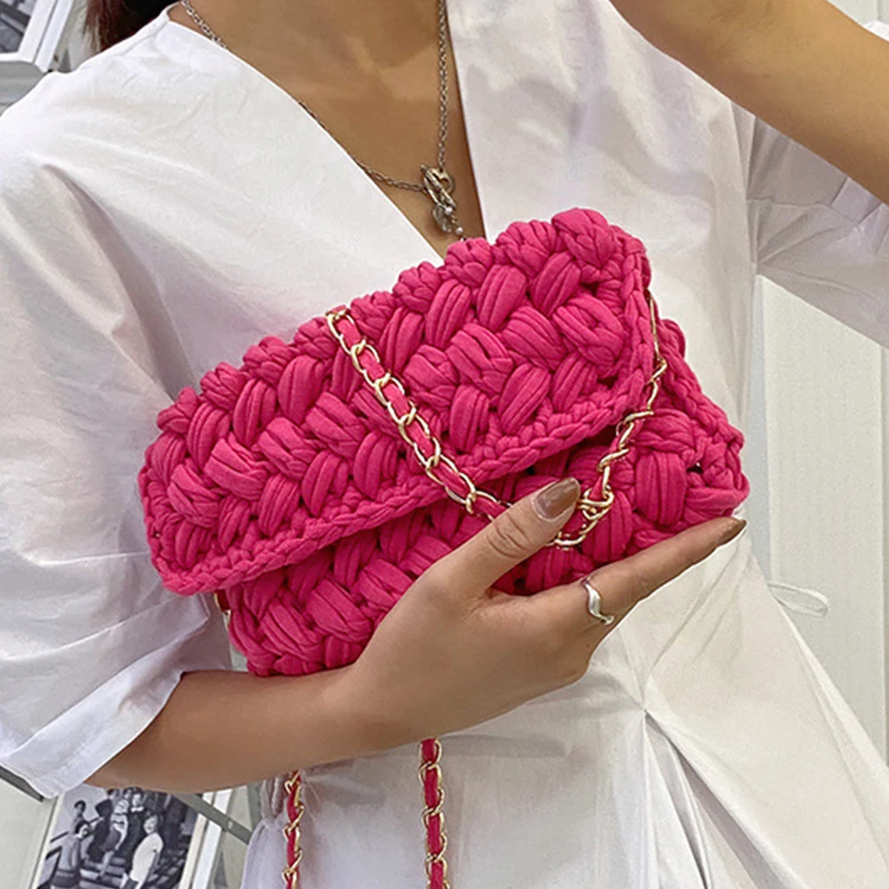 Сумка-кроссбоди женская плетеная с цепочкой квадратная | Багаж и сумки