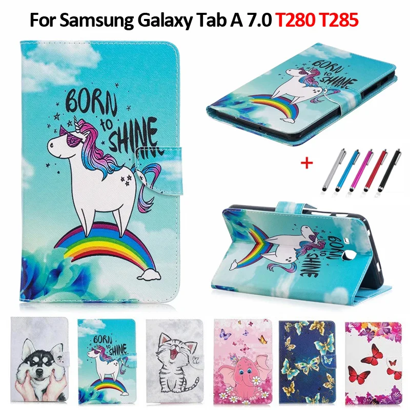 G Чехол для samsung Galaxy Tab A A6, 7,0 дюймов,, T280, T285, SM-T280, Fundas, чехол, милый кот, единорог, щенок, Бабочка, чехол для планшета - Цвет: G