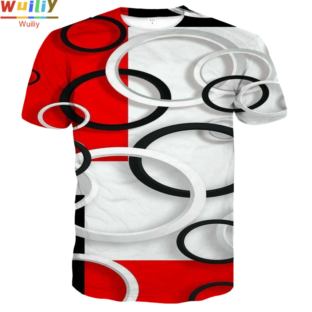 Футболка мужская с 3D рисунком круглый вырез короткий рукав повседневный красный