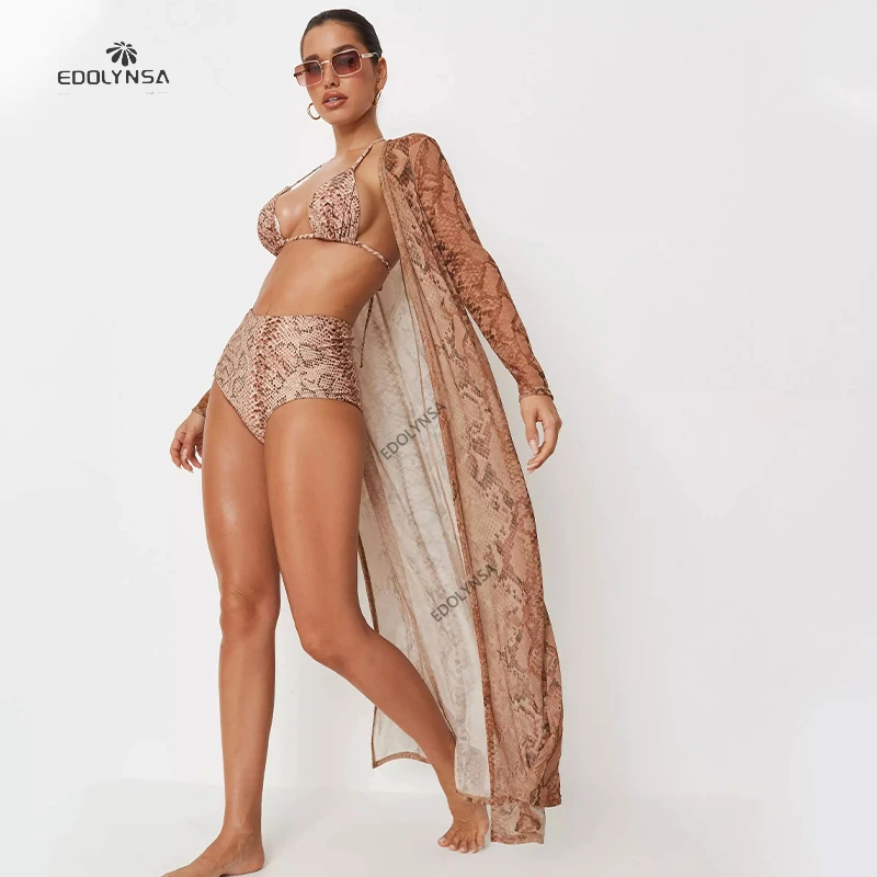 

2023 сексуальное Прозрачное кимоно со змеиным принтом, свободная Летняя туника, женская уличная одежда, повседневное женское платье, A1032