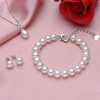 meibapj 925 silver top quality 100 genuine freshwater pearl jewelry sets for women pendant necklace and earrings with gift box