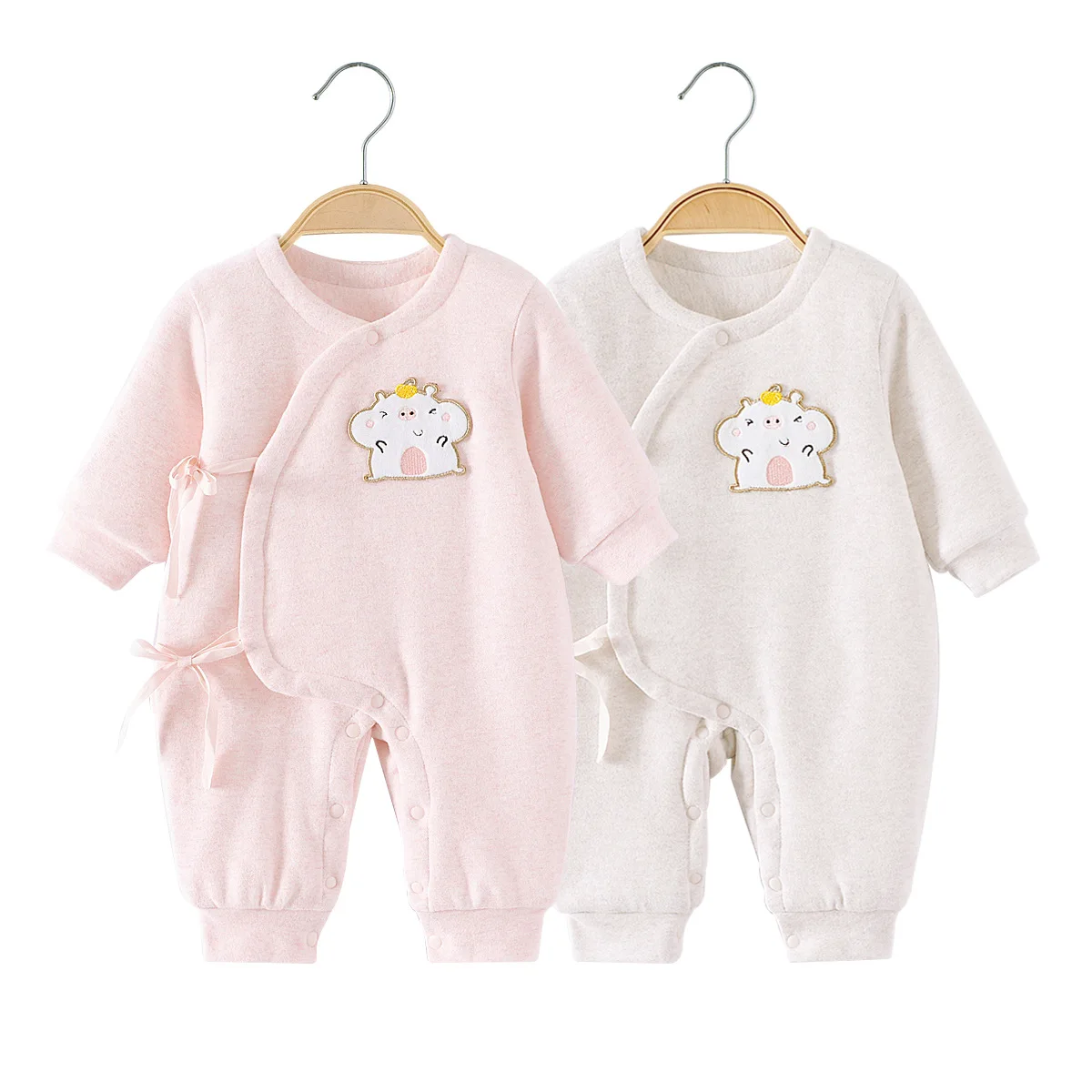 Осенне-зимняя теплая Хлопковая пижама-комбинезон для новорожденных мальчиков с