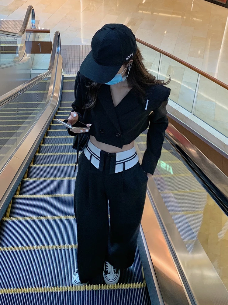 Костюм женский короткий с длинным рукавом пиджак модный дизайнерский костюм из