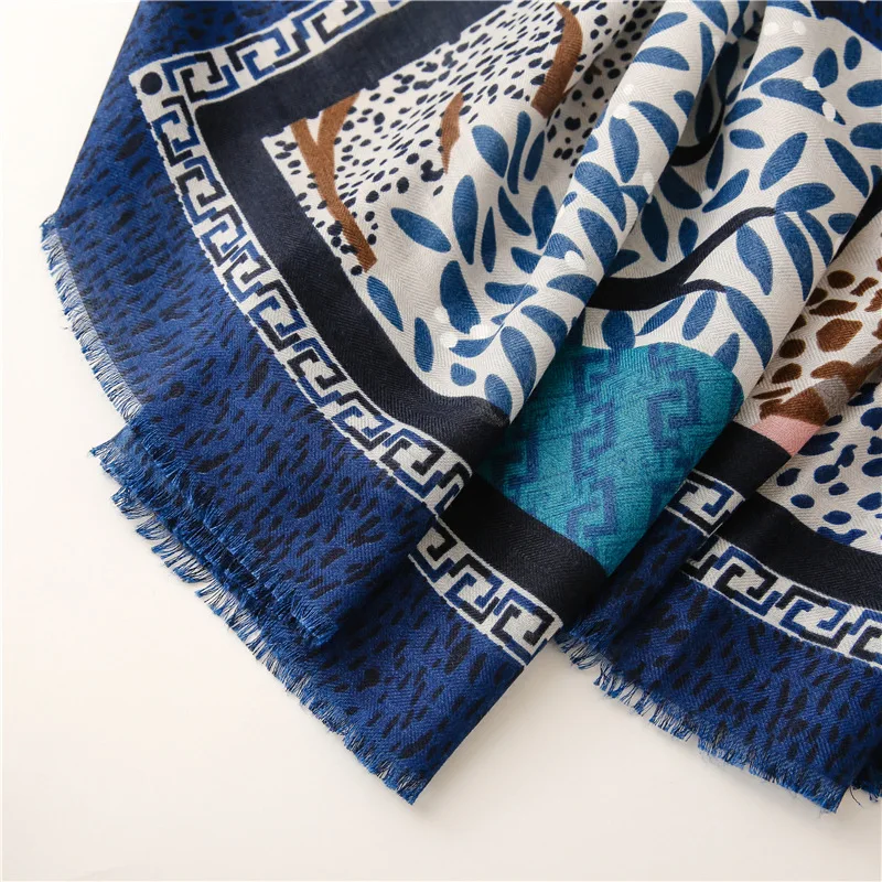 Женская Пашмина с цветочной бахромой 180x90 см |