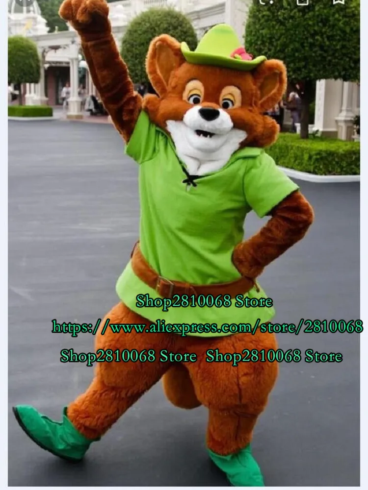 Коричневый пушистый Костюм лисы маскота праздник с рисованным аниме Косплэй