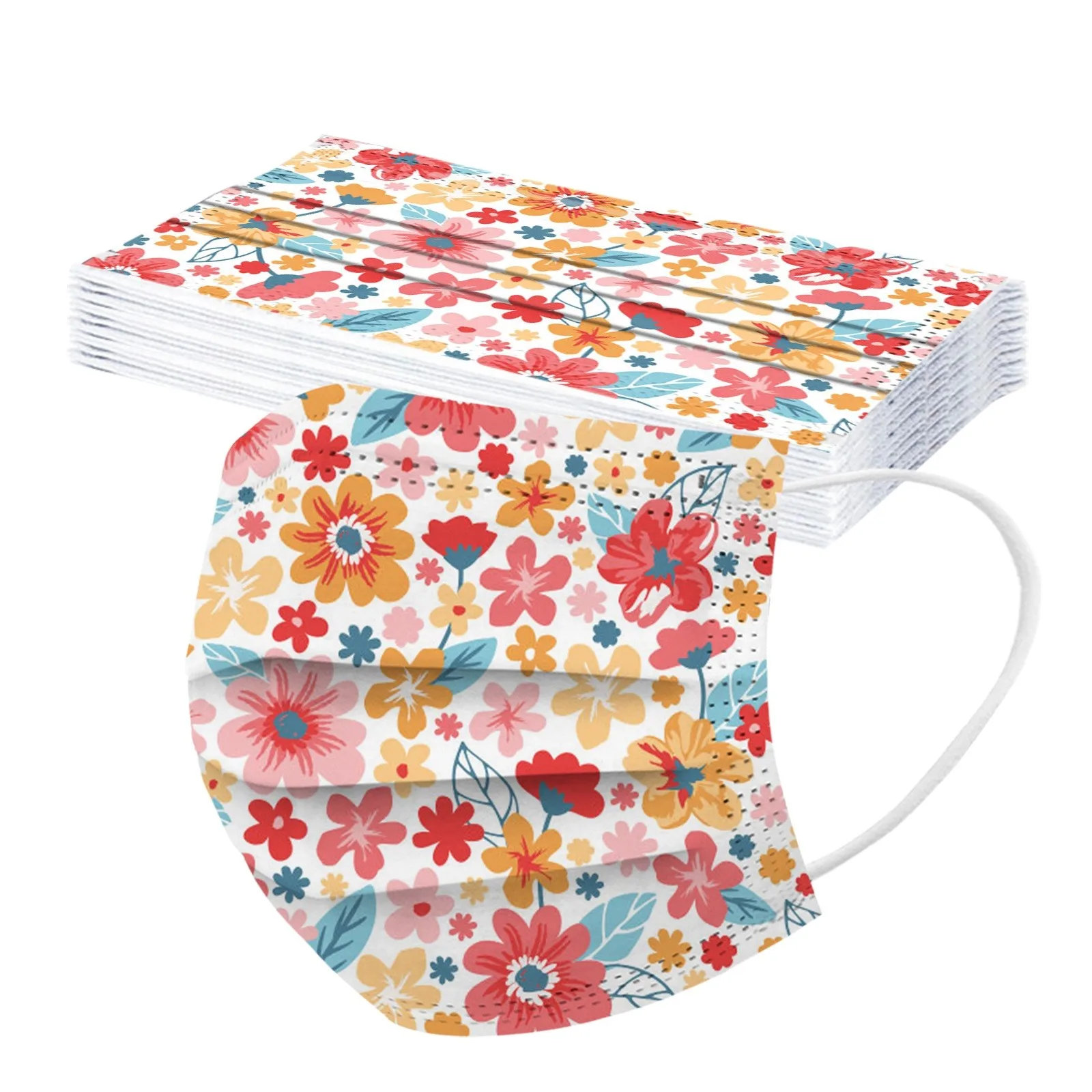 10 100 шт. взрослых Маска с цветочным узором одноразовая маска для лица цветущая