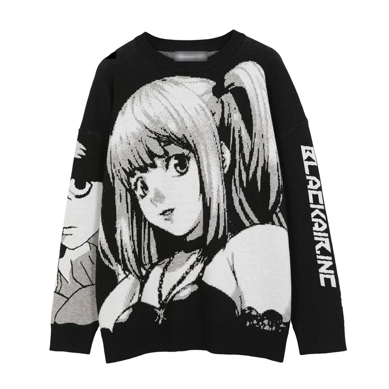 Unisex Men Goth Knitted Harajuku Winter Clothes Women Oversized Sweaters Long Sleeve Top Gothic Cartoon Streetwear Pullover | Мужская